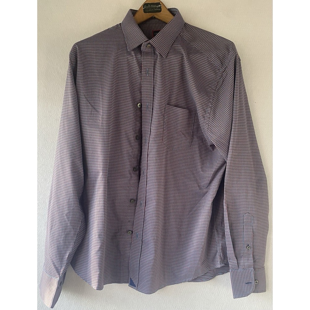 Untuckit Button Up Blue Plaid Dress Shirt Mens Large